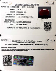 4.06/CT Natural Mozambique Ruby with Govt. Lab Certificate (7881)